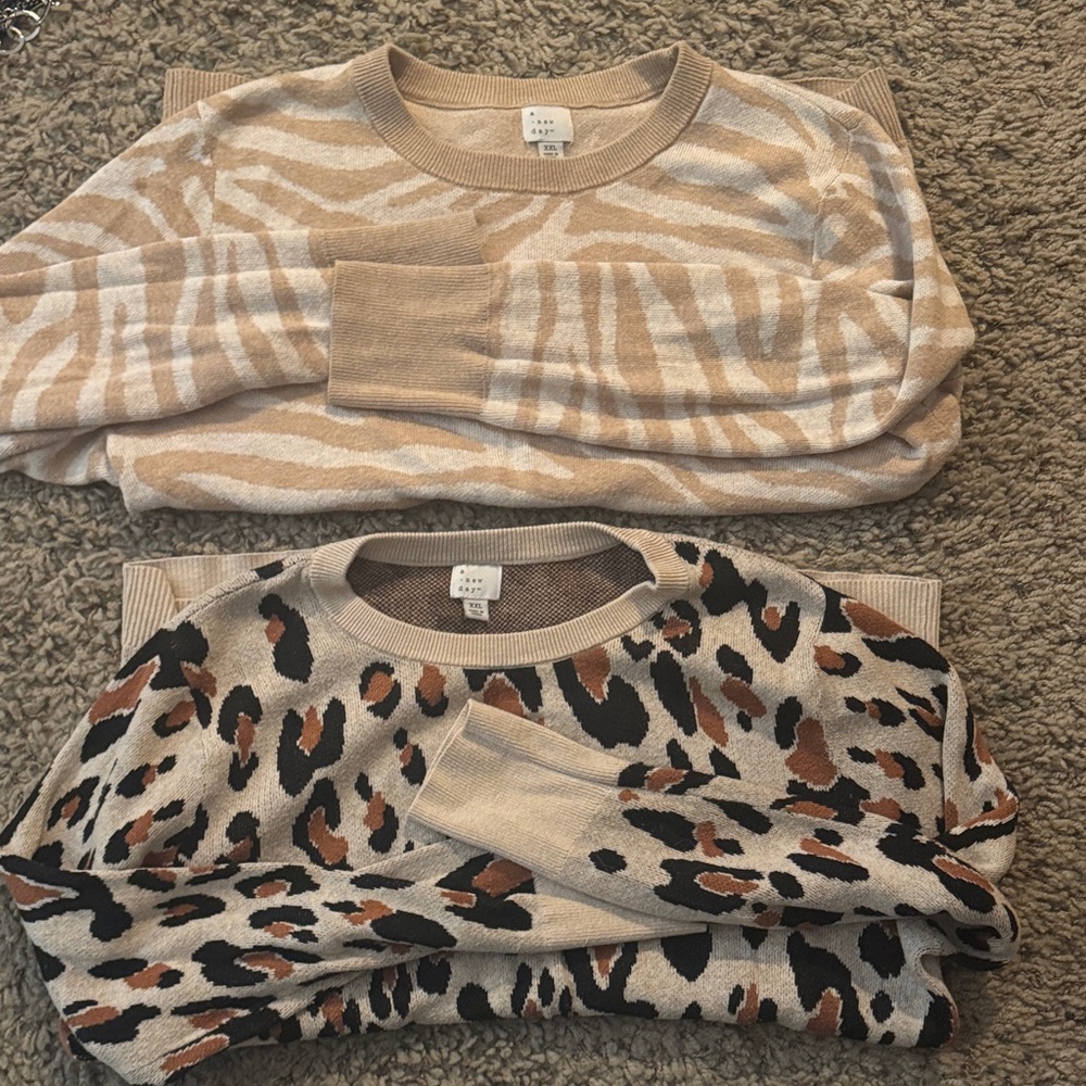 A New Day XXL Animal Print and Zebra Pattern Sweaters SET! TRENDY 🐆🐅